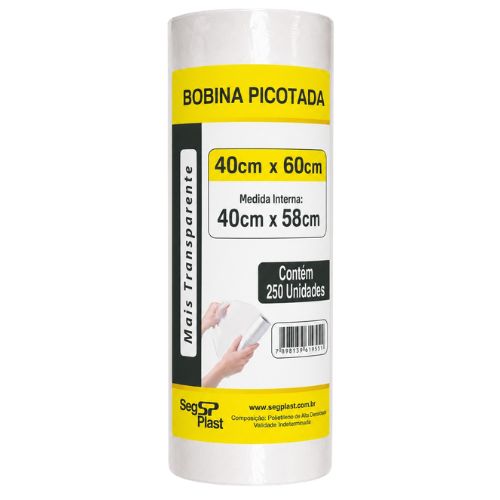 SACO BOBINA 40X60CM 1.75KG 1X250 UNIDADES SEGPLAST