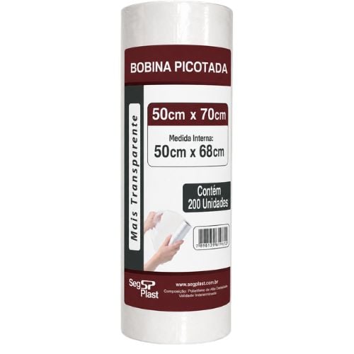 SACO BOBINA PICOTADA 50X70CM 2.72KG 200 UNIDADES SEGPLAST