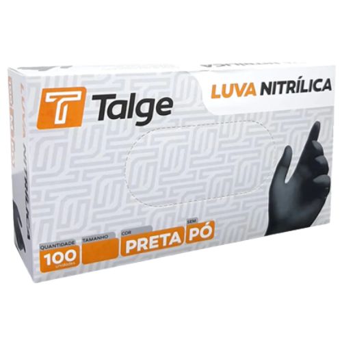 LUVA NITRILICA PRETA TAMANHO GG COM 100 UNIDADES TALGE