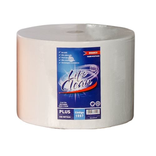 PANO MULTIUSO 20CMX300M BRANCO LIFE CLEAN