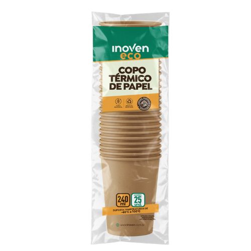 COPO DE PAPEL KRAFT 240ML COM 25 UNIDADES INOVEN