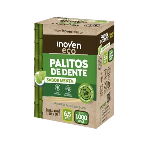 PALITO DENTAL BAMBU SACHE MENTA 1000 UNIDADES INOVEN 