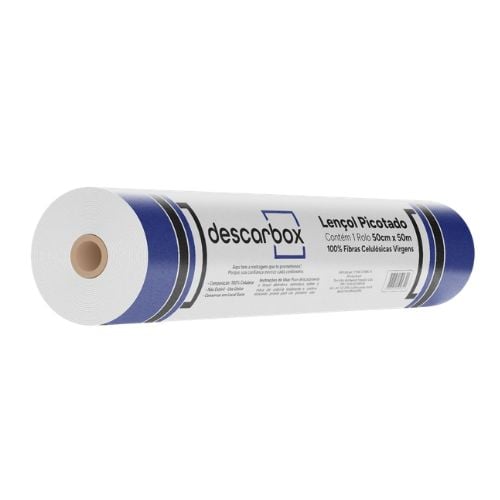 LENCOL HOSPITALAR FOLHA SIMPLES 50X50CM PICOTADO COM 1 ROLO PREMIUM DESCARBOX