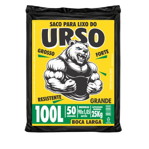 SACO PRETO 110LTS C/50UND PARA LIXO FORTE URSO 90X100 PRIME PRO