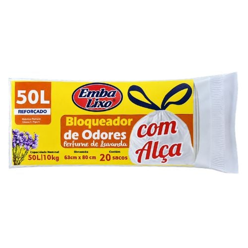 SACO BRANCO 50 LITROS PERFUMADO 1X20 UNIDADES LIXO COM ALCA EMBALIXO