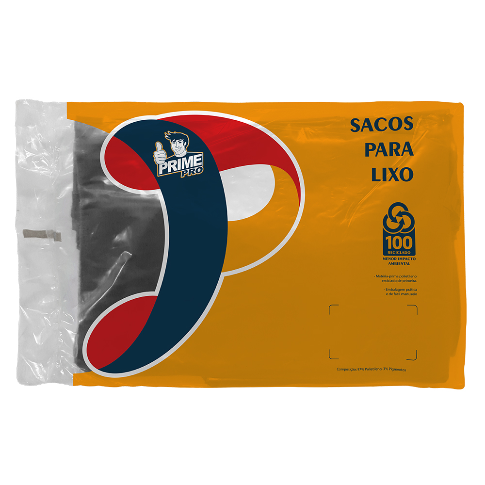 SACO PRETO 20L PARA LIXO PRIME PRO 100 UNIDADES