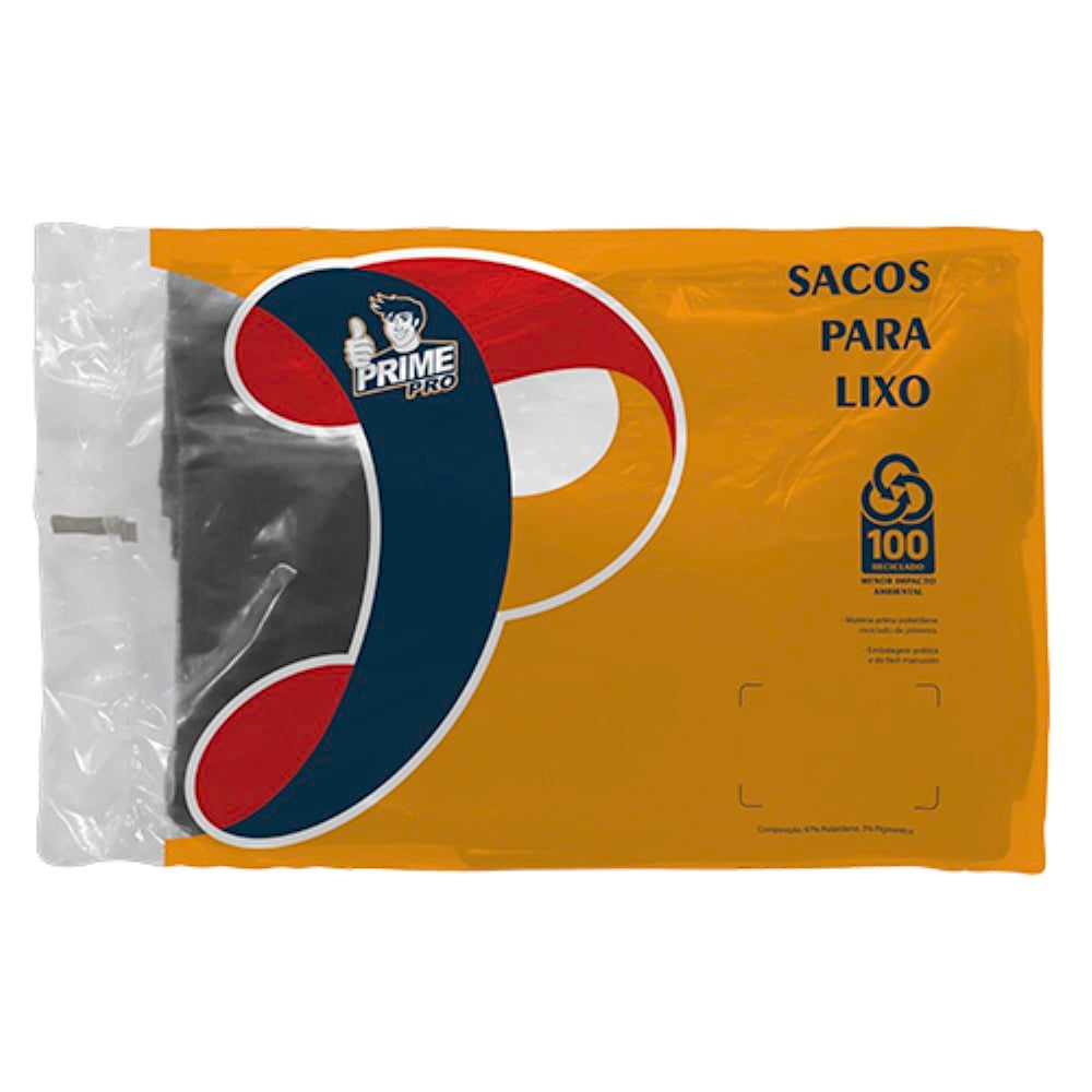 SACO PRETO 150 LITROS MEDIO PARA LIXO PRIME PRO 100 UNIDADES