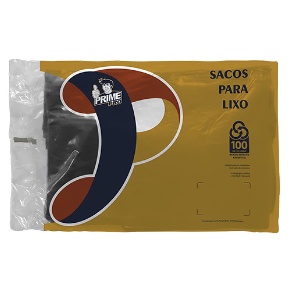 SACO PRETO 200L REFORCADO PARA LIXO PRIME PRO 100 UNIDADES