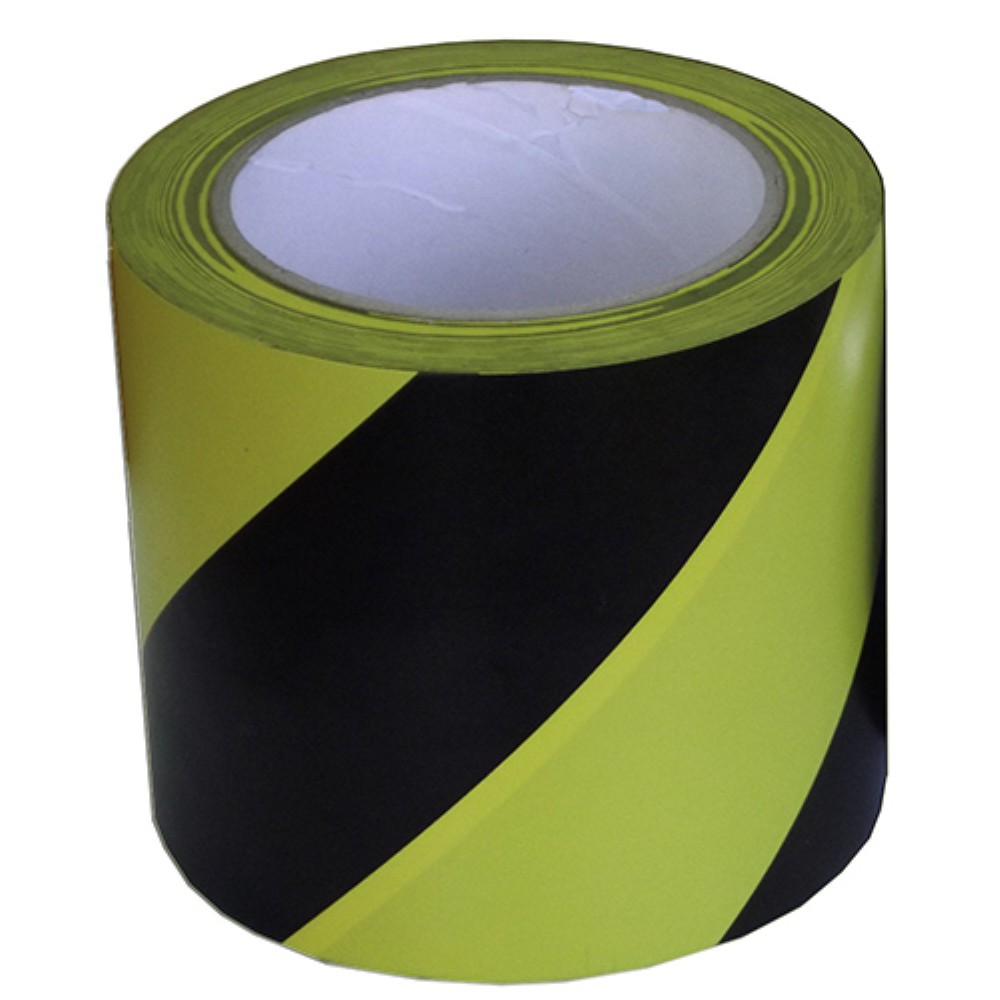 FITA ZEBRADA PRETO E AMARELO 100MTS PLASTC