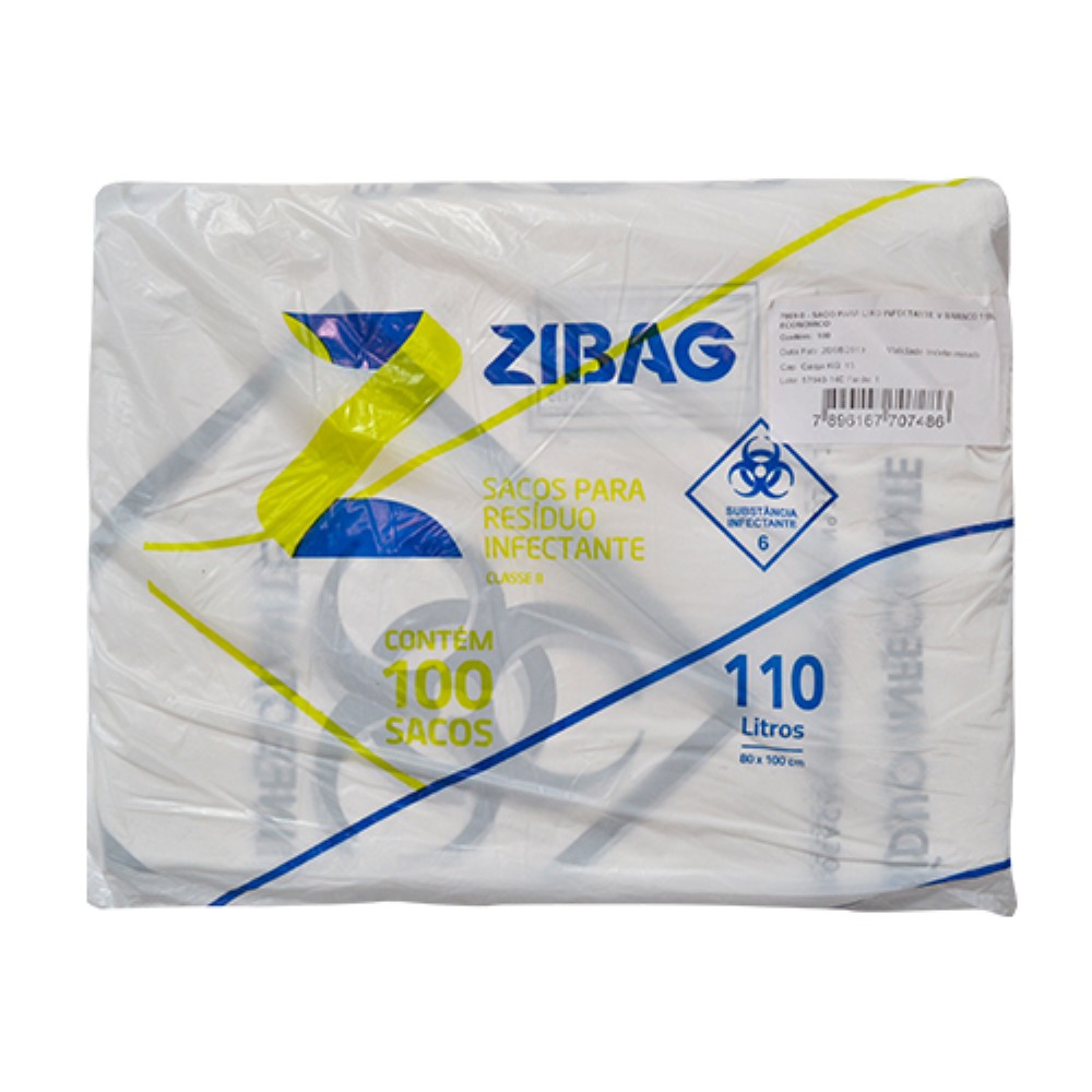 SACO BRANCO HOSPITALAR 110 LITROS ECO AZEPLAST 100 UNIDADES
