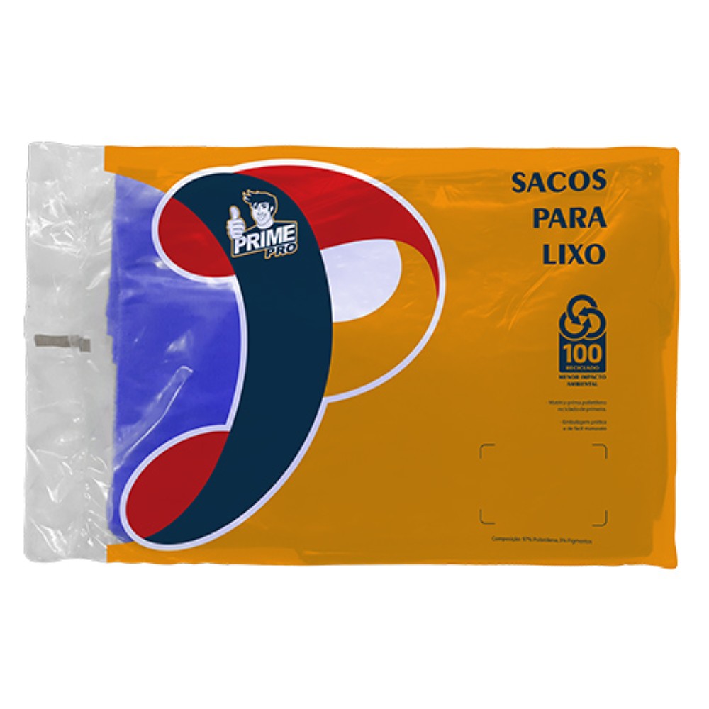 SACO AZUL 20LTS PARA LIXO PRIME PRO 100 UNIDADES