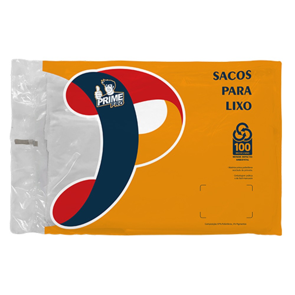SACO BRANCO 20 LITROS PARA LIXO PRIME PRO 100 UNIDADES