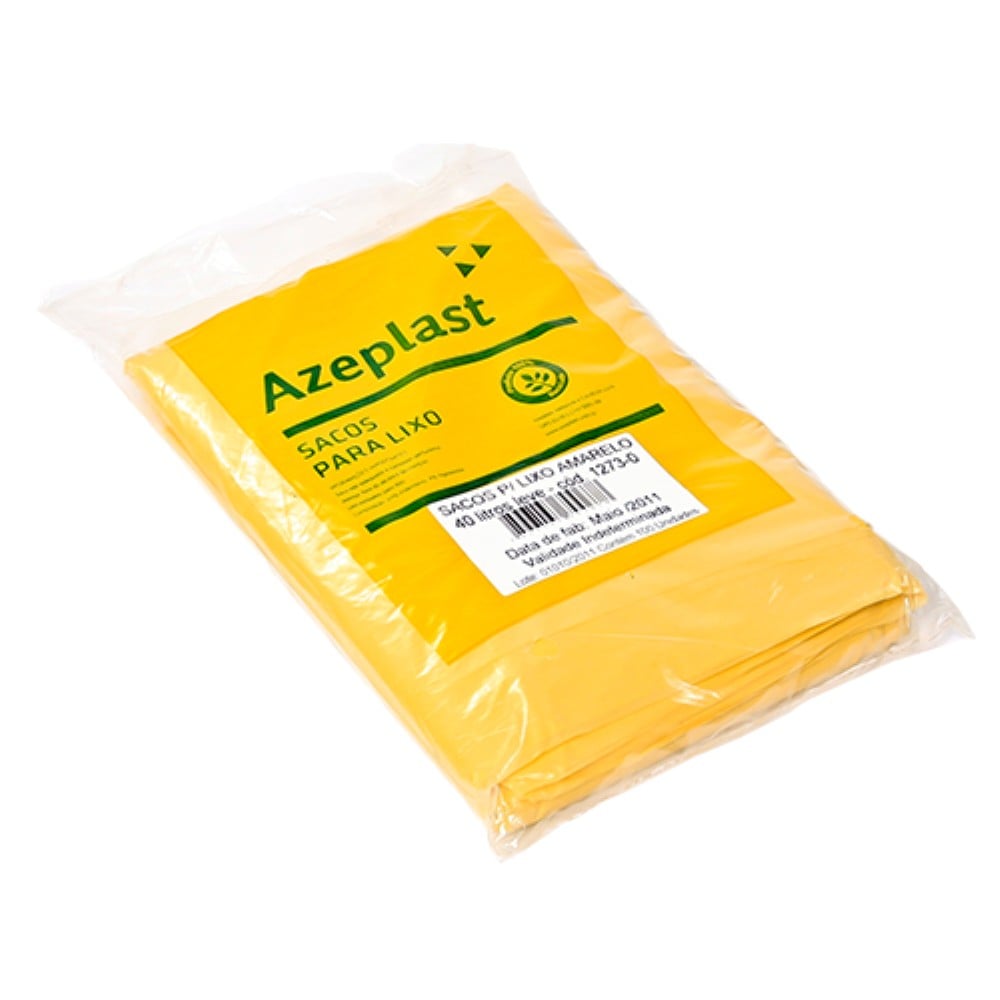 SACO AMARELO 40L PARA LIXO AZEPLAST 100 UNIDADES