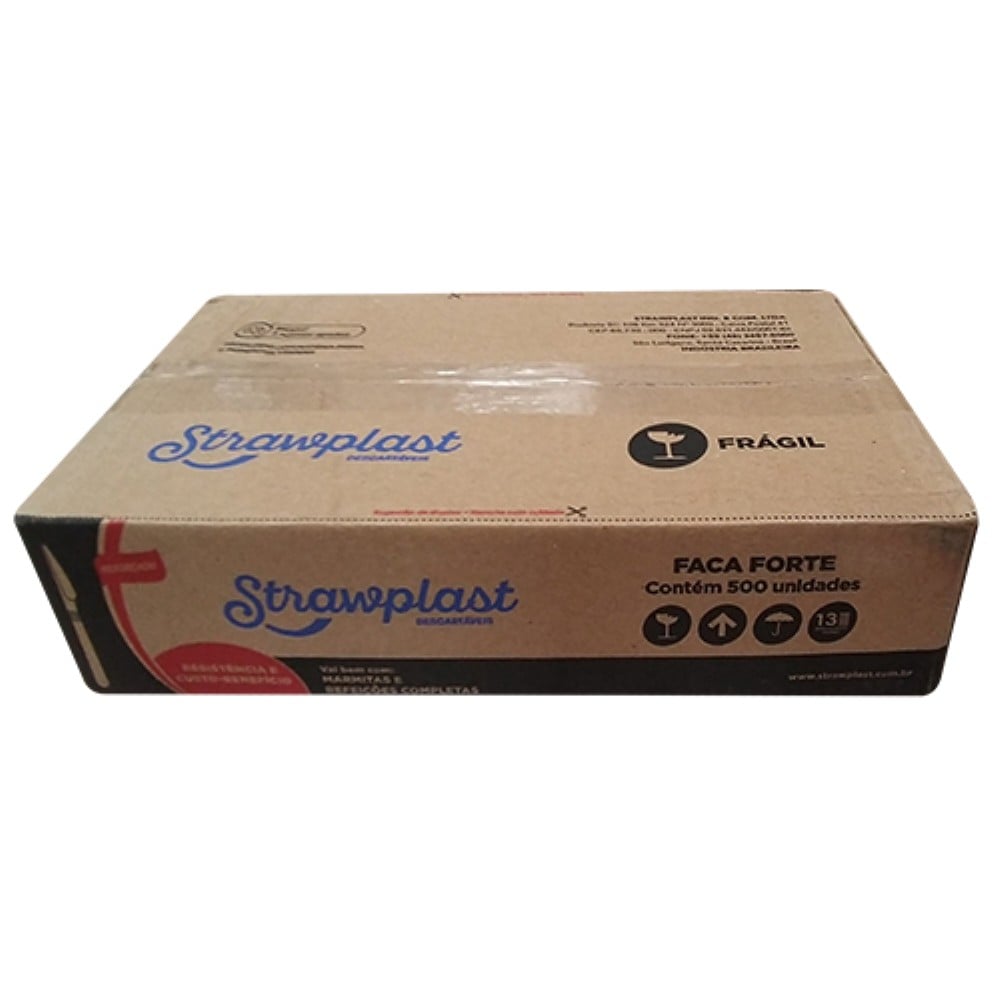 FACA DESCARTAVEL FORTE CRISTAL 500 UNIDADES STRAWPLAST