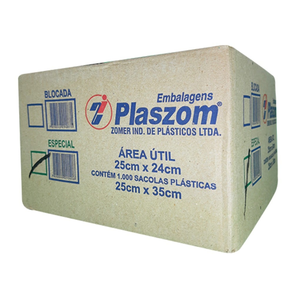 SACOLA PLASTICA BRANCA 25X35CM 1X1000 UNIDADES PLASZM