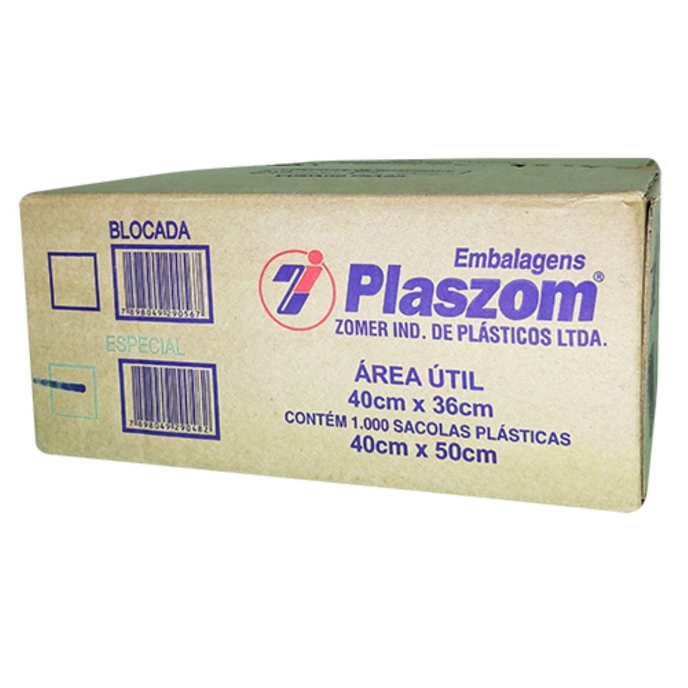 SACOLA PLASTICA BRANCA 40X50CM 1X1000 UNIDADES PLASZOM