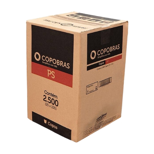 COPO DESCARTAVEL TRANSPARENTE 180ML PS 25X100UN COPOBRAS