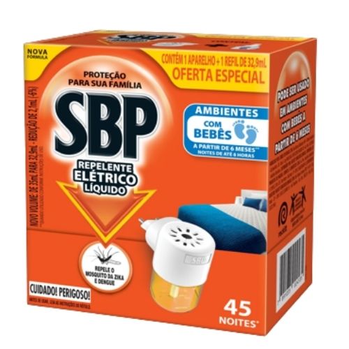 APARELHO REPELENTE  ELETRICO LIQUIDO REFIL 45 NOITES 35ML SBP