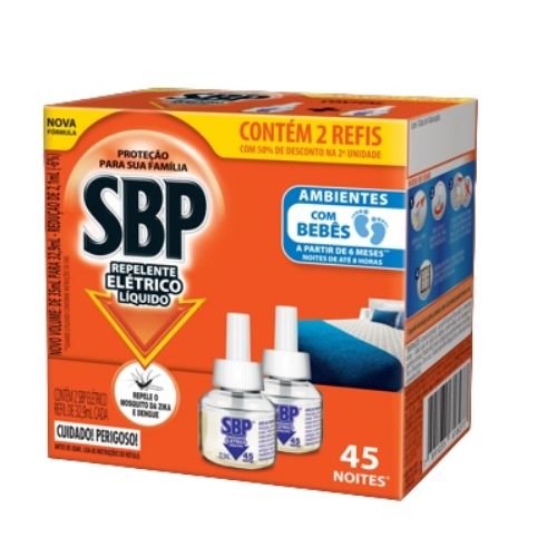 REFIL INSETICIDA ELETRICO LIQUIDO 50% GRATIS 2 UNIDADE 32,9ML SBP