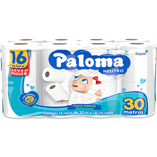 PAPEL HIGIENICO FOLHA SIMPLES PALOMA NEUTRO COM 30M 