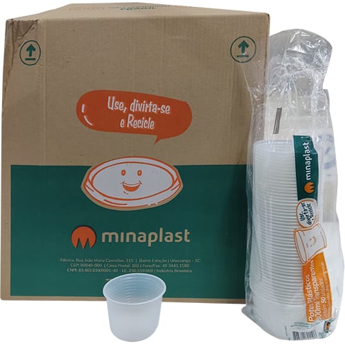 POTE DESCARTAVEL TRANSPARENTE FRISADO 300ML 20X50 UNIDADES MINAPLAST
