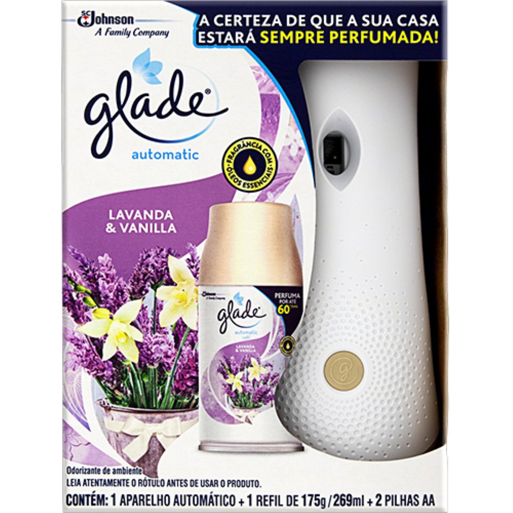 APARELHO AUTOMATICO COM REFIL GLADE LAVANDA E VANILLA 260ML 