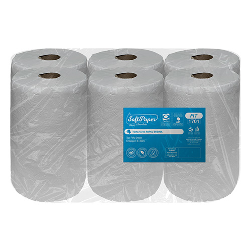 TOALHA BOBINA VIRGEM 6X200M SOFTPAPER FIT 17G