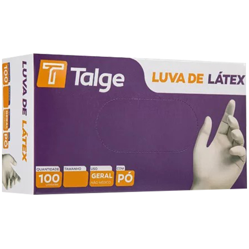 LUVA DE LATEX TAMANHO M COM 100 UNIDADES COM PO TALGE