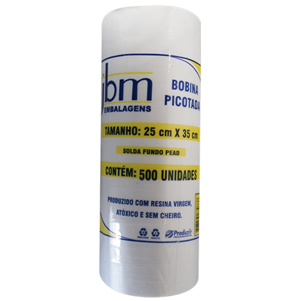 SACO BOBINA PICOTADA 25X35CM 500 UNIDADES JBM
