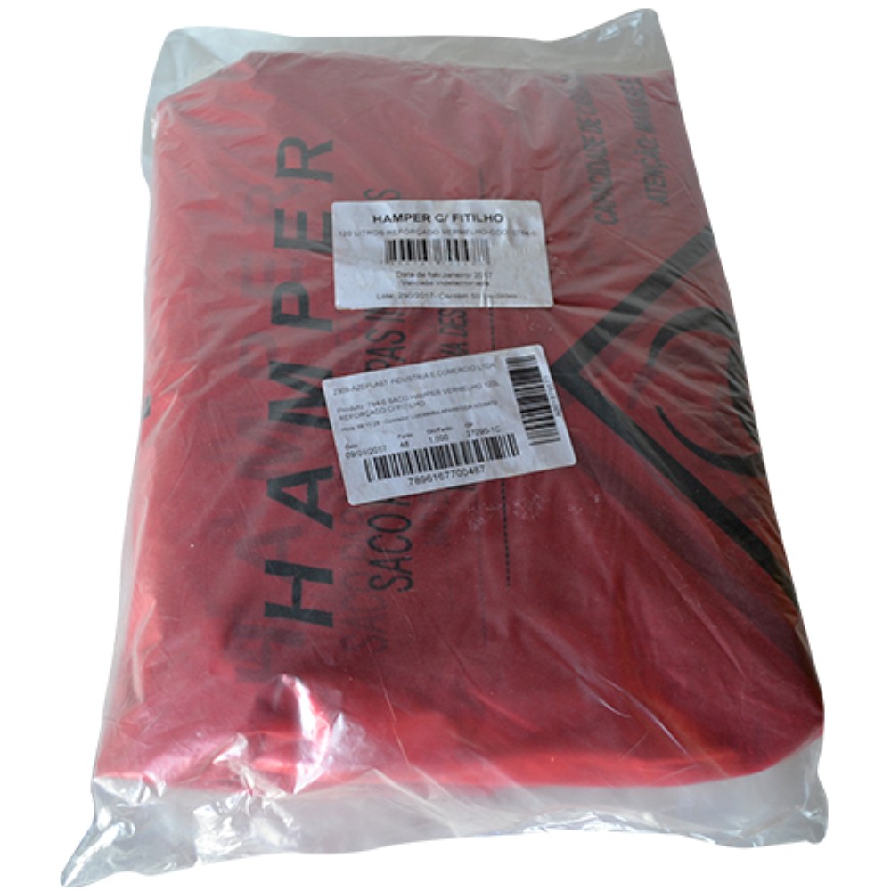 SACO VERMELO 120L REFORCADO HAMPER 50 UNIDADES