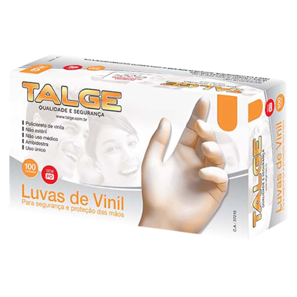 LUVA VINIL TAMANHO P COM 100 UNIDADES SEM PO TALGE