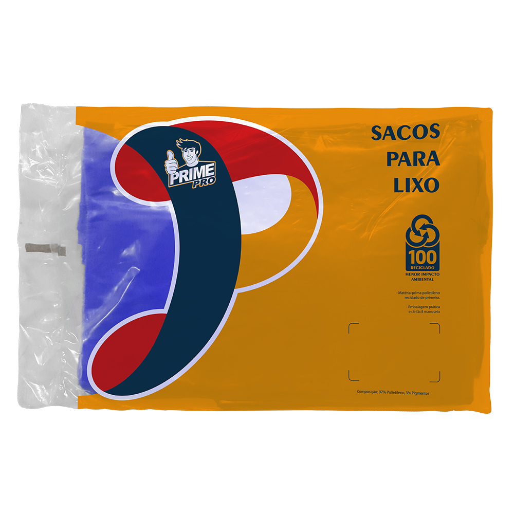 SACO AZUL 110 LITROS PARA LIXO PRIME PRO 100 UNIDADES