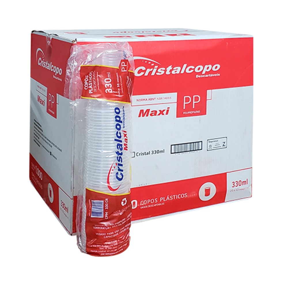 COPO DESCARTAVEL TRANSPARENTE 330ML LISO PP CPM330 20X50