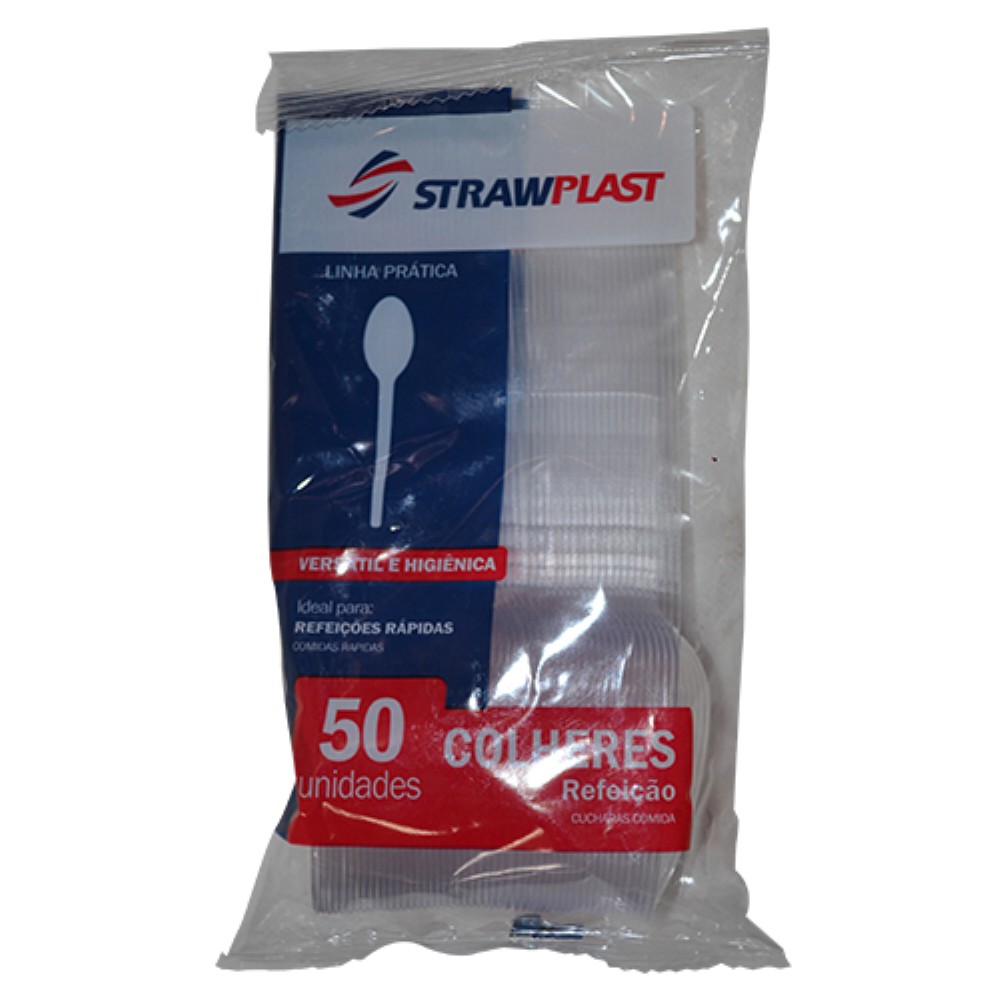 COLHER DESCARTAVEL LEVE CRISTAL CSC603 1X50 UNIDADES STRAWPLAST